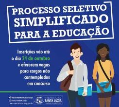 Prefeitura de Santa Luzia abre Processo Seletivo Simplificado para a Educação
