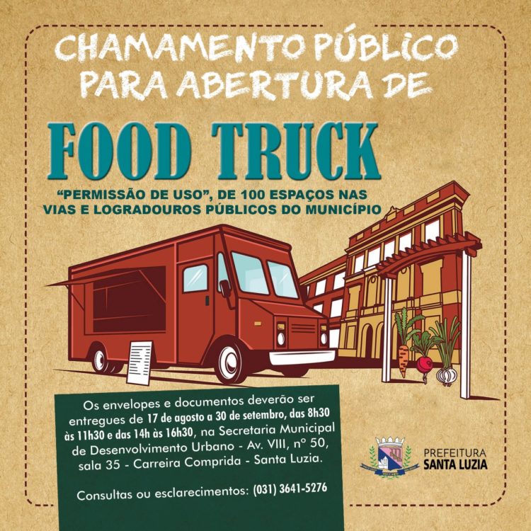 Prorrogado para 30 de setembro o encerramento das inscrições para o Chamamento Público para abertura de food trucks