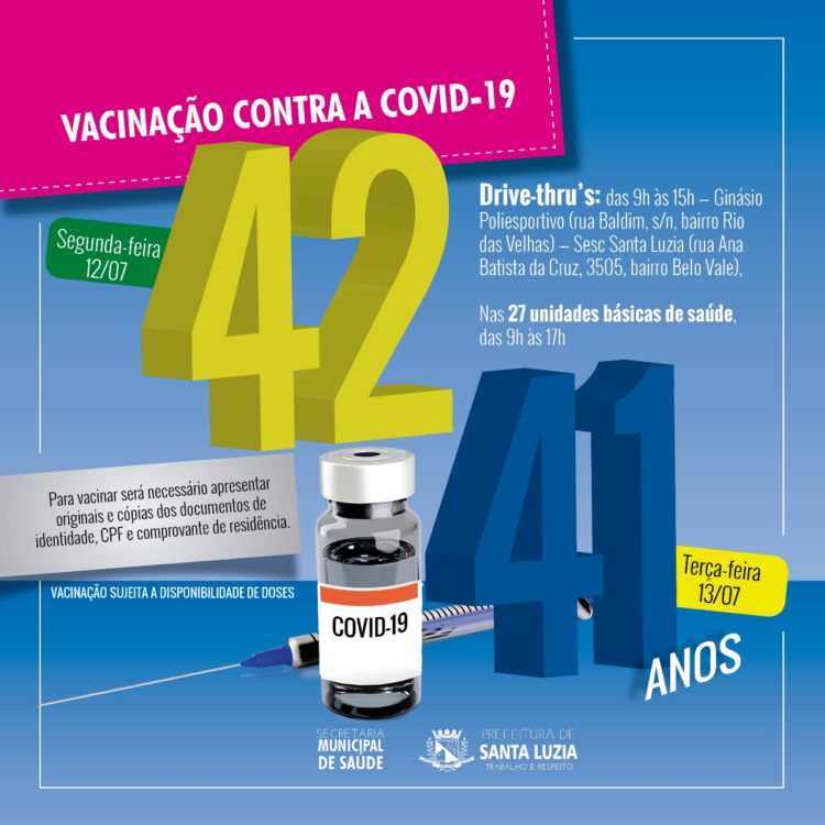 Santa Luzia amplia idade para vacinação contra a covid-19