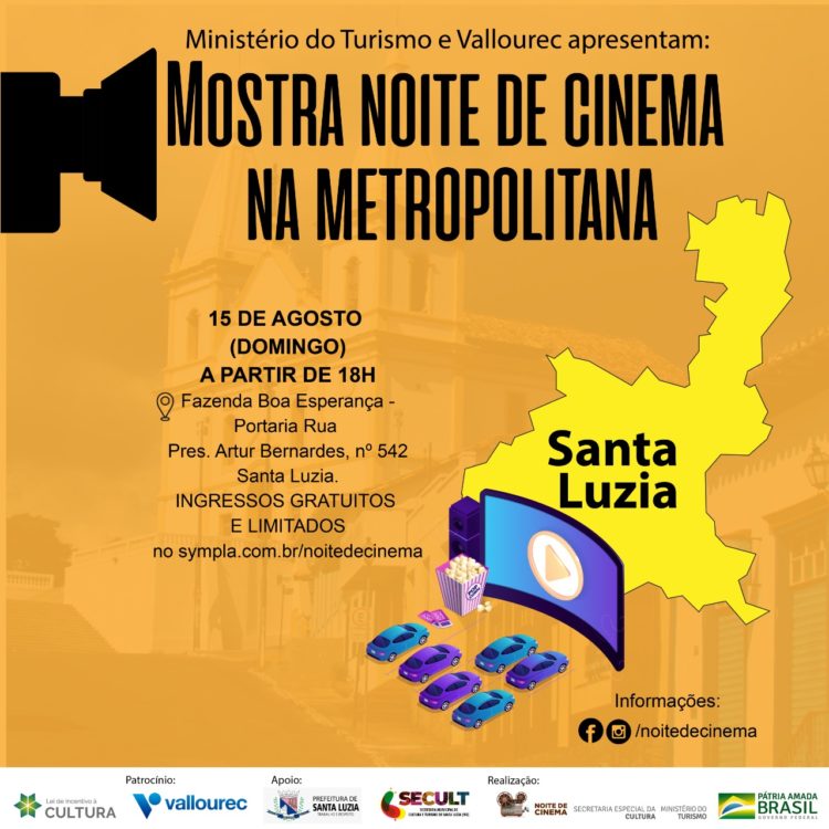 Santa Luzia recebe mostra Noite de Cinema com sessões de drive-in gratuitas
