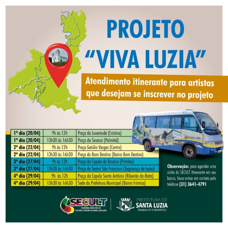 Secretaria Municipal de Cultura e Turismo inicia atendimento Itinerante para artistas que desejam se inscrever no projeto “Viva Luzia”